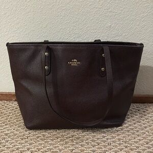 Coach Maroon Black Tote Bag